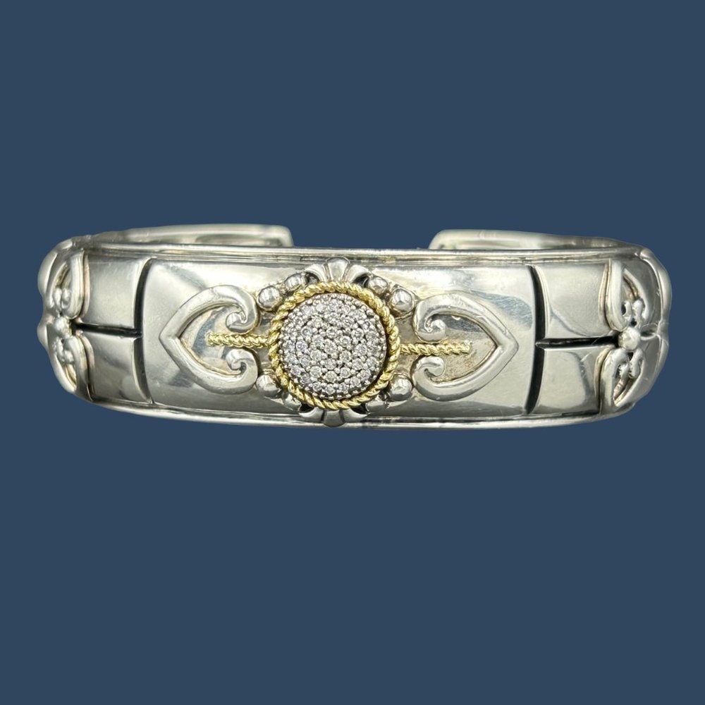 Effy Sterling Silver 18k Gold Diamond Cuff Bracelet